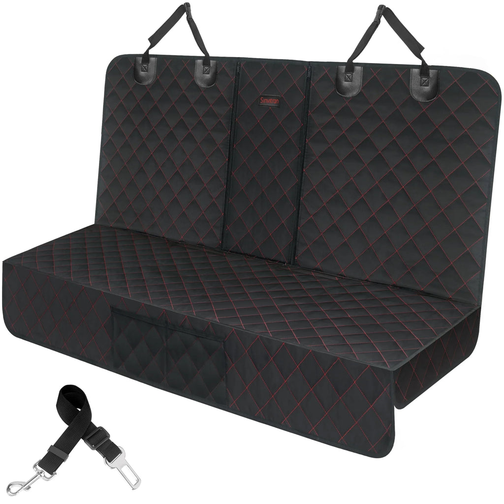 Dog Car Seat Cover, Back Seat Cover for Dogs Pet Car Seat Protector Waterproof Bench Car Seat Cover, Non-Slip Reat Seat Cover Fits Middle Armrest for Most Cars Trucks Suvs - Black