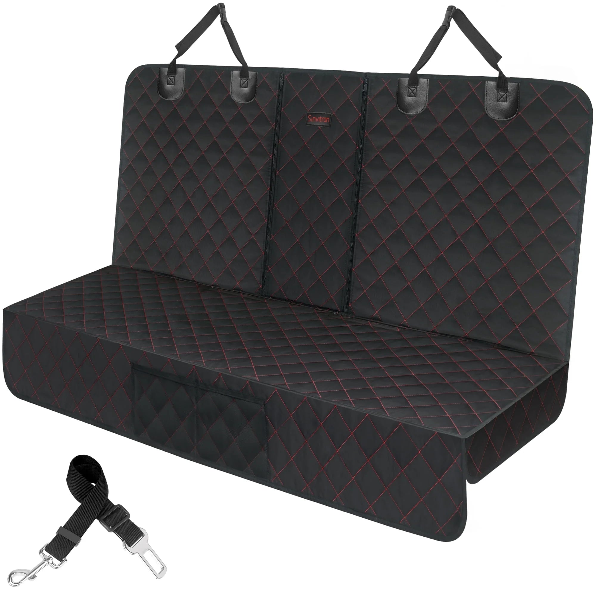 Dog Car Seat Cover, Back Seat Cover for Dogs Pet Car Seat Protector Waterproof Bench Car Seat Cover, Non-Slip Reat Seat Cover Fits Middle Armrest for Most Cars Trucks Suvs - Black