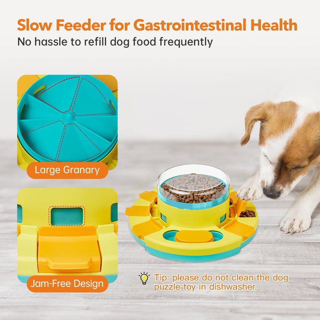 Dog Puzzle Toy - Two-Level Slow Feeder and Treat Dispenser for IQ Training and Entertainment, 4.2 Inch Height, Suitable for All Breeds