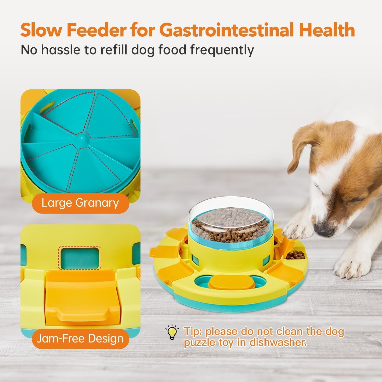 Dog Puzzle Toy - Two-Level Slow Feeder and Treat Dispenser for IQ Training and Entertainment, 4.2 Inch Height, Suitable for All Breeds