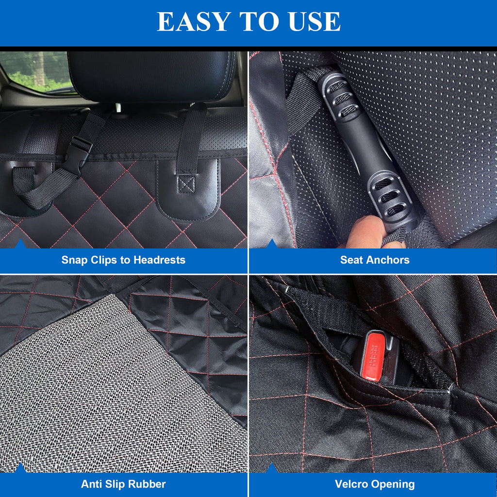 Dog Car Seat Cover, Back Seat Cover for Dogs Pet Car Seat Protector Waterproof Bench Car Seat Cover, Non-Slip Reat Seat Cover Fits Middle Armrest for Most Cars Trucks Suvs - Black