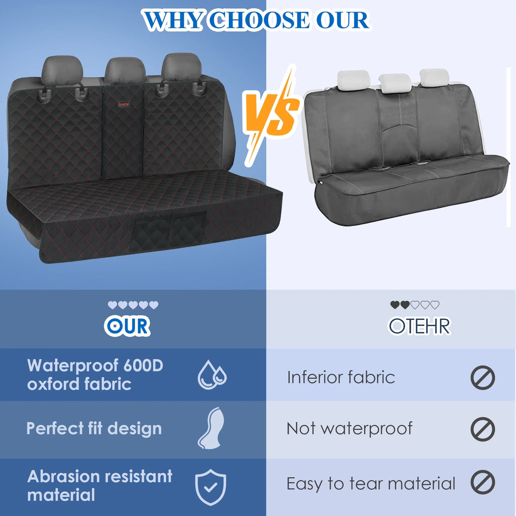 Dog Car Seat Cover, Back Seat Cover for Dogs Pet Car Seat Protector Waterproof Bench Car Seat Cover, Non-Slip Reat Seat Cover Fits Middle Armrest for Most Cars Trucks Suvs - Black