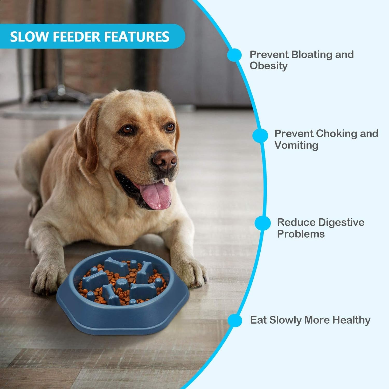Slow Feeder Dog Bowl Anti-Chocking Slower Feeding Pet Puzzle Bowls | Interactive Bloat Stop Dog Food Dishes, Non-Slide Dogs Lick Treat for Small Medium, Slow-Eating Maze Design, Easy to Clean