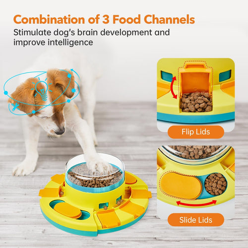Dog Puzzle Toy - Two-Level Slow Feeder and Treat Dispenser for IQ Training and Entertainment, 4.2 Inch Height, Suitable for All Breeds