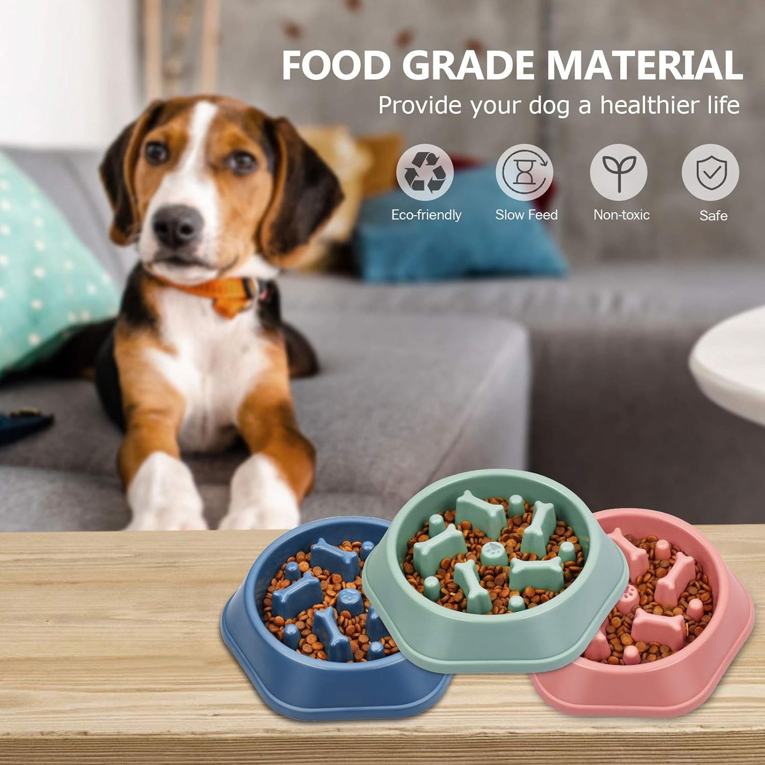 Slow Feeder Dog Bowl Anti-Chocking Slower Feeding Pet Puzzle Bowls | Interactive Bloat Stop Dog Food Dishes, Non-Slide Dogs Lick Treat for Small Medium, Slow-Eating Maze Design, Easy to Clean