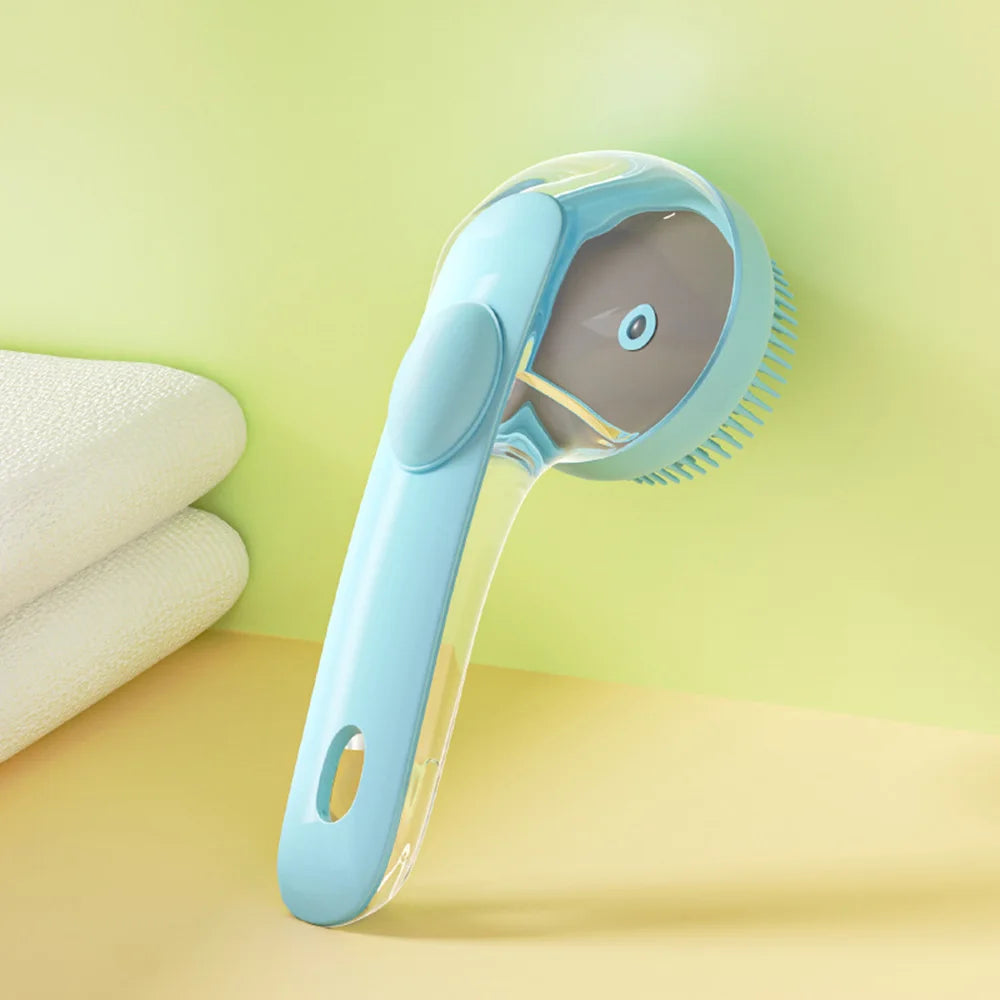 dog bath brush with shampoo dispenser