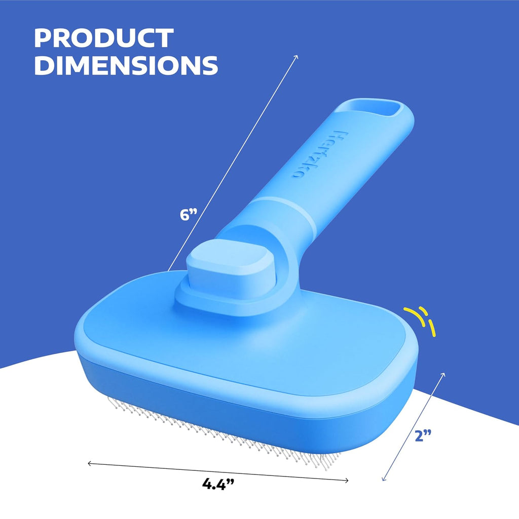 Self Cleaning Slicker Brush for Cats & Dogs – Grooming Tool for Shedding Long & Short Hair – Retractable Bristles Pet Brush – Easy-Clean Cat & Dog Deshedding – Painless Detangling - Blue