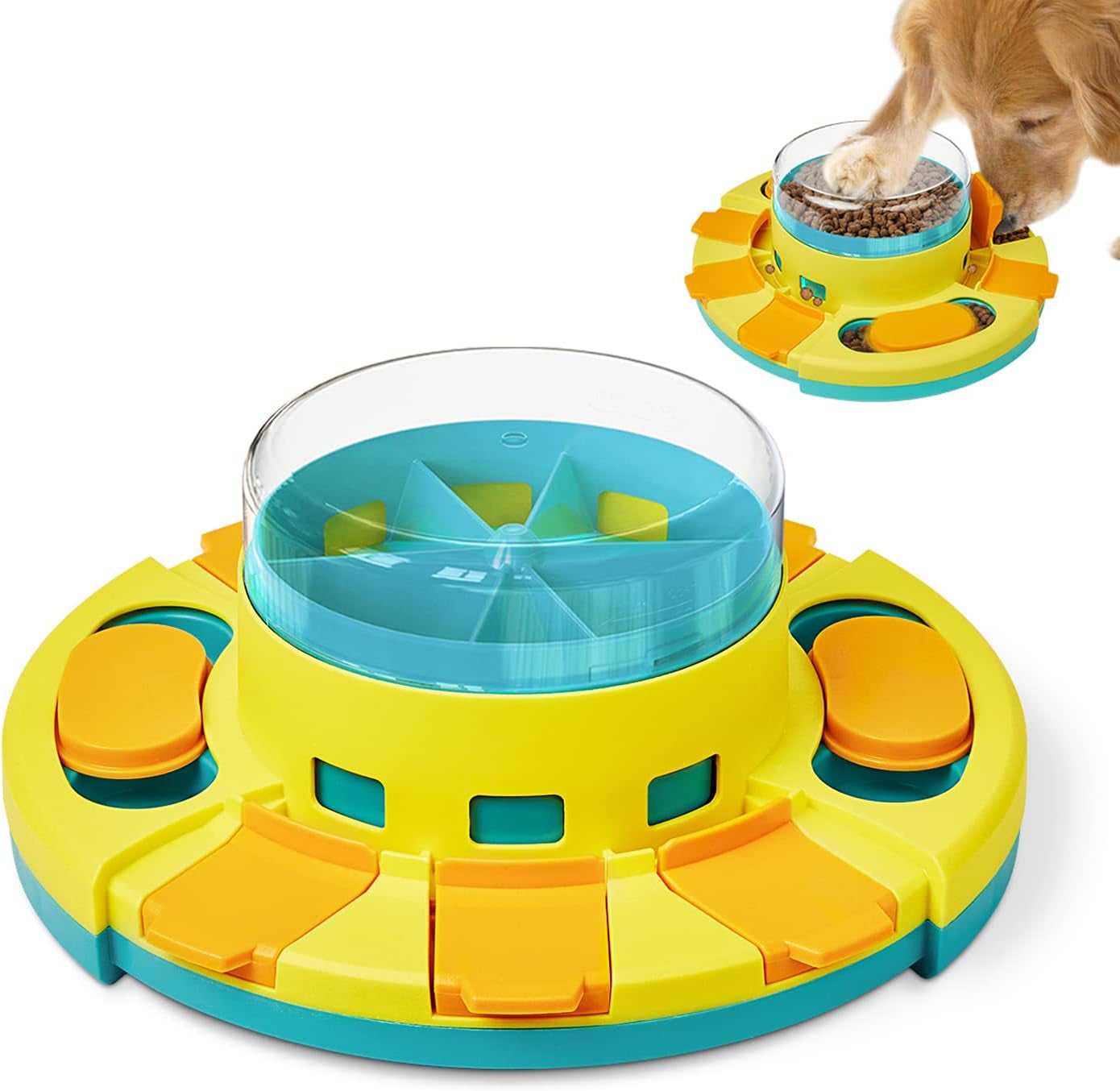 Dog Puzzle Toy - Two-Level Slow Feeder and Treat Dispenser for IQ Training and Entertainment, 4.2 Inch Height, Suitable for All Breeds