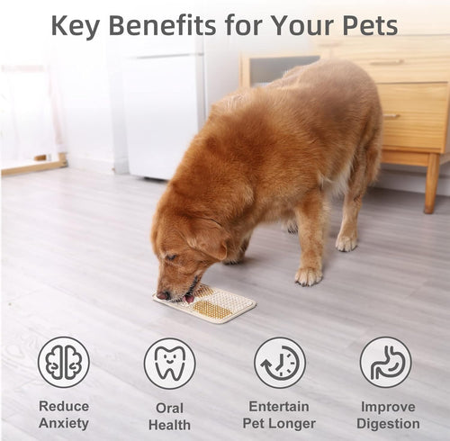 2PCS Large Lick Mat for Dogs with Suction Cups, Slow Feeder Bowls,Cat Lick Mat for Anxiety Relief, Dog Toys to Keep Them Busy, Cat Licking Pad for Boredom (Gray&Beige, 9.9'' × 6'')