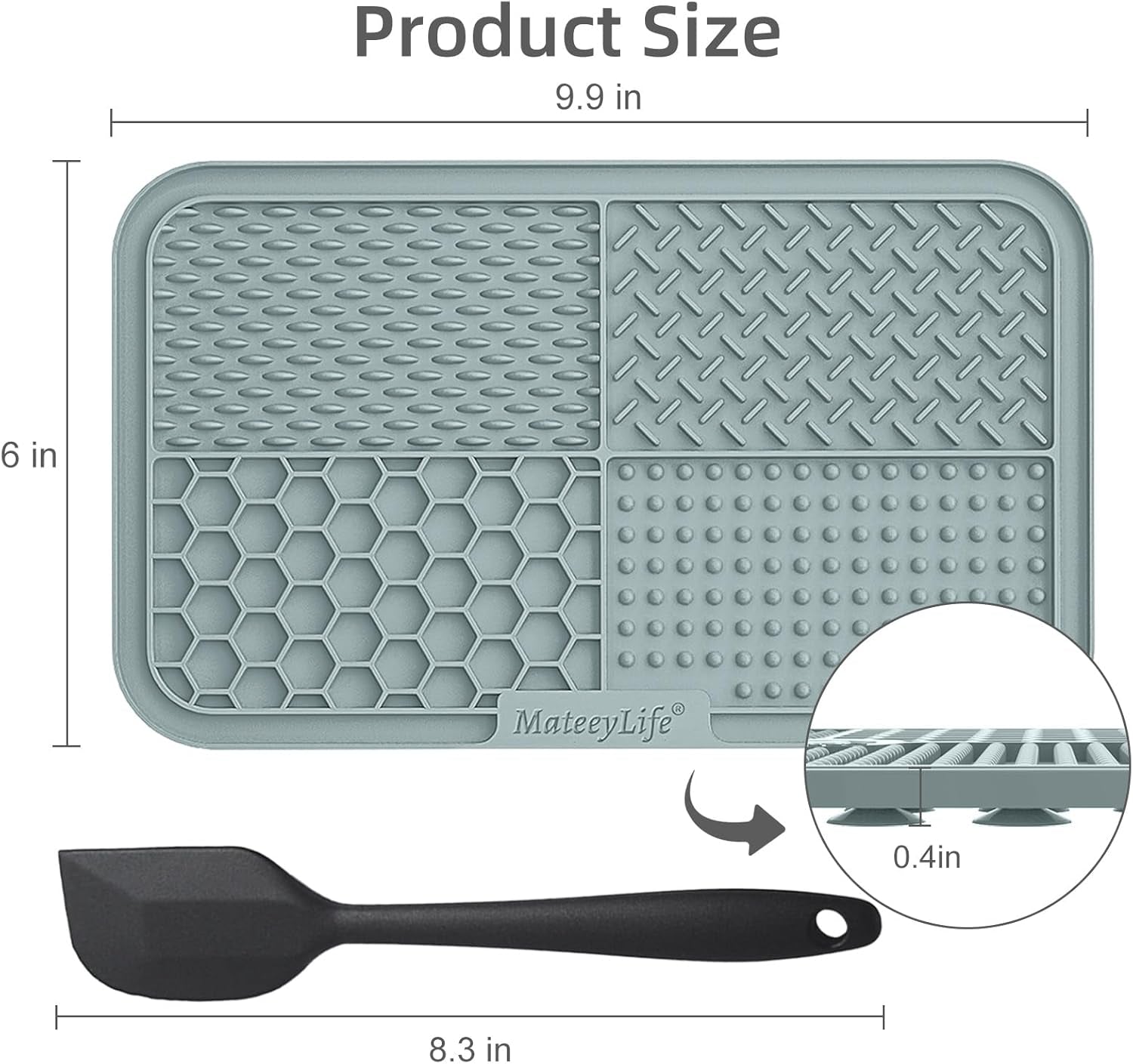 2PCS Large Lick Mat for Dogs with Suction Cups, Slow Feeder Bowls,Cat Lick Mat for Anxiety Relief, Dog Toys to Keep Them Busy, Cat Licking Pad for Boredom (Gray&Beige, 9.9'' × 6'')