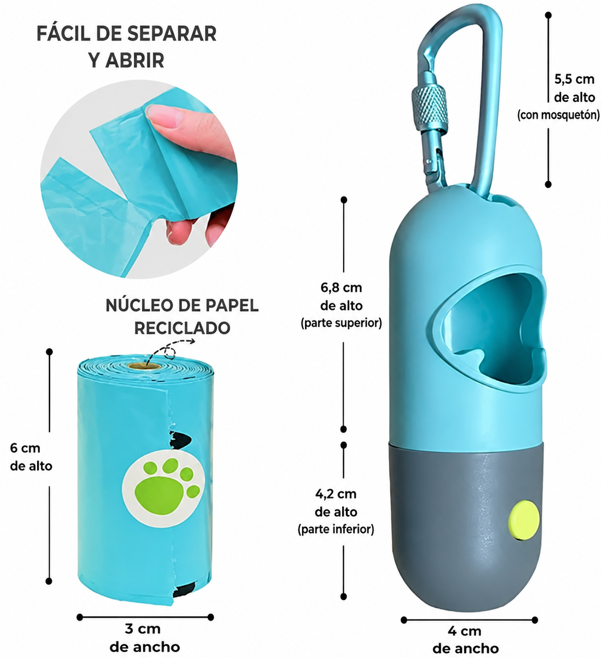 Petalia LumiPaw™ | Dispensador de Bolsas con Luz LED