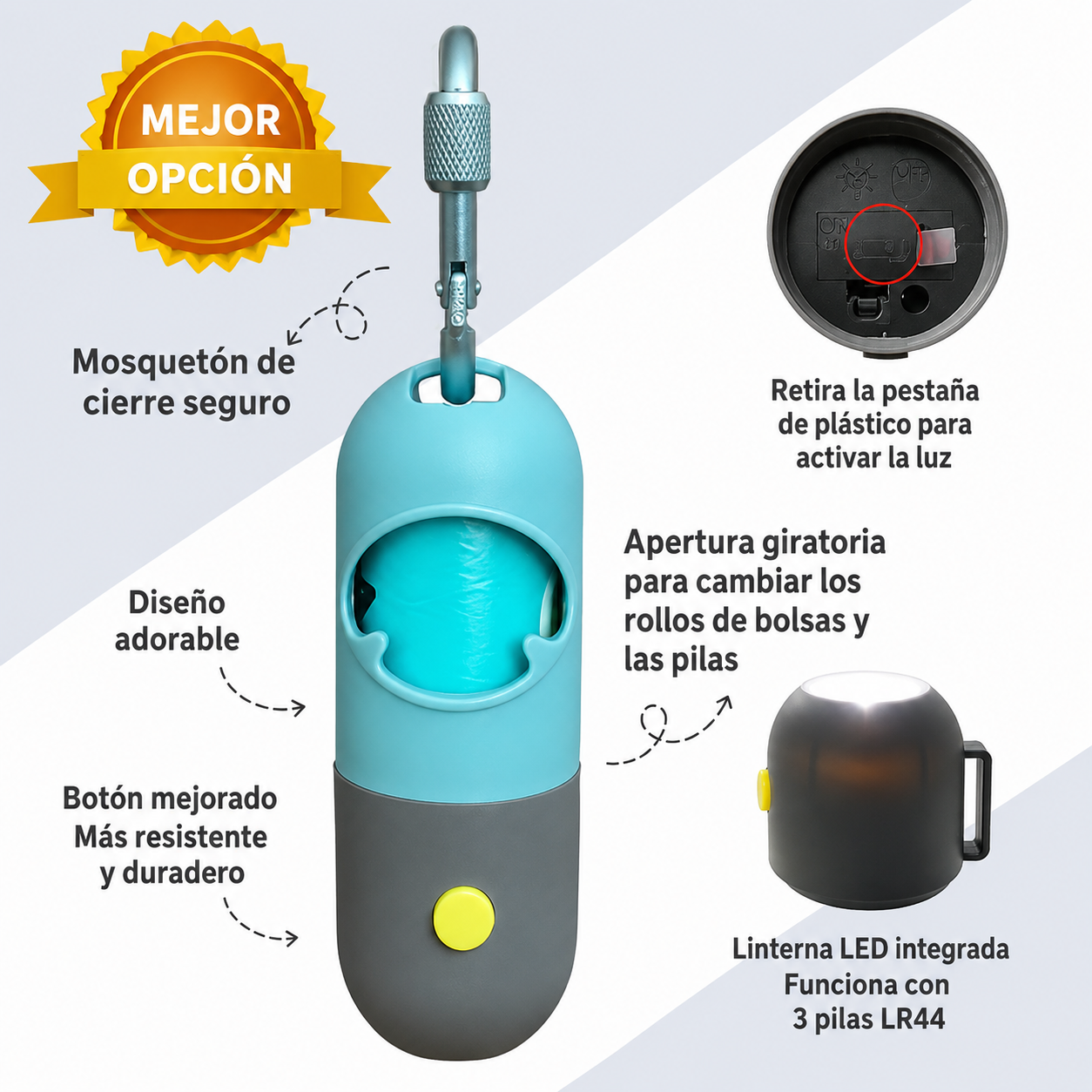 Petalia LumiPaw™ | Dispensador de Bolsas con Luz LED